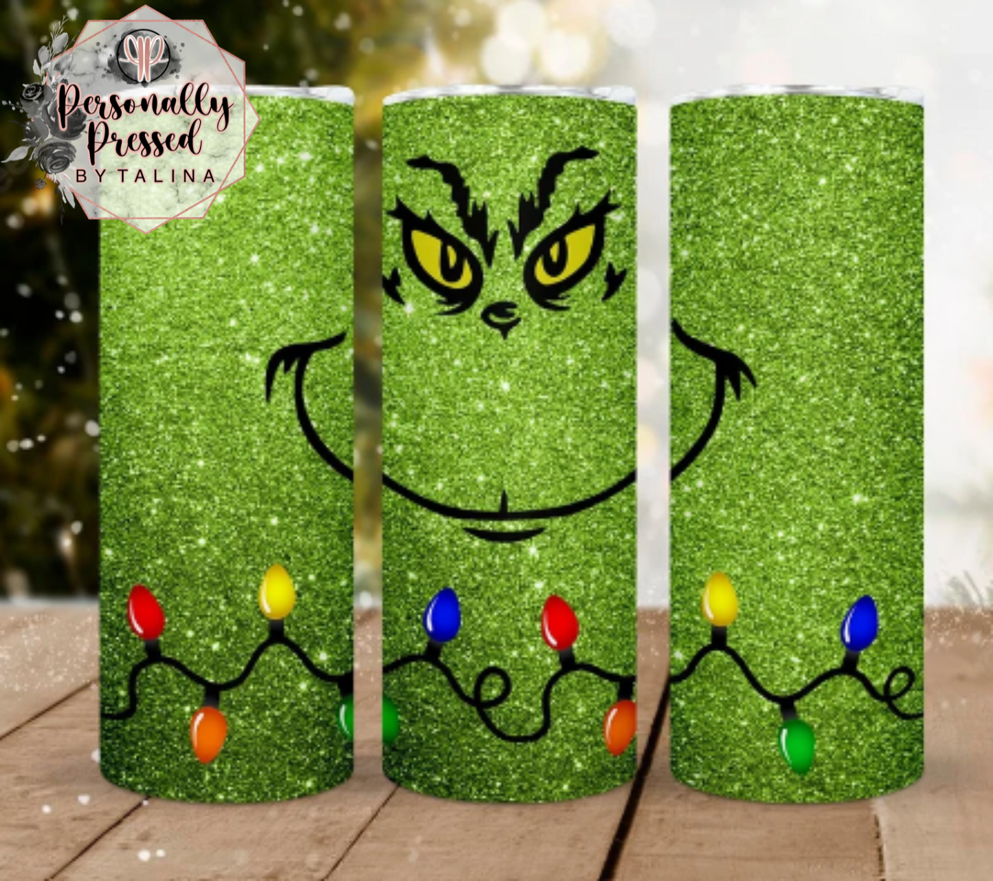 Green Grinch with Lights Tumbler