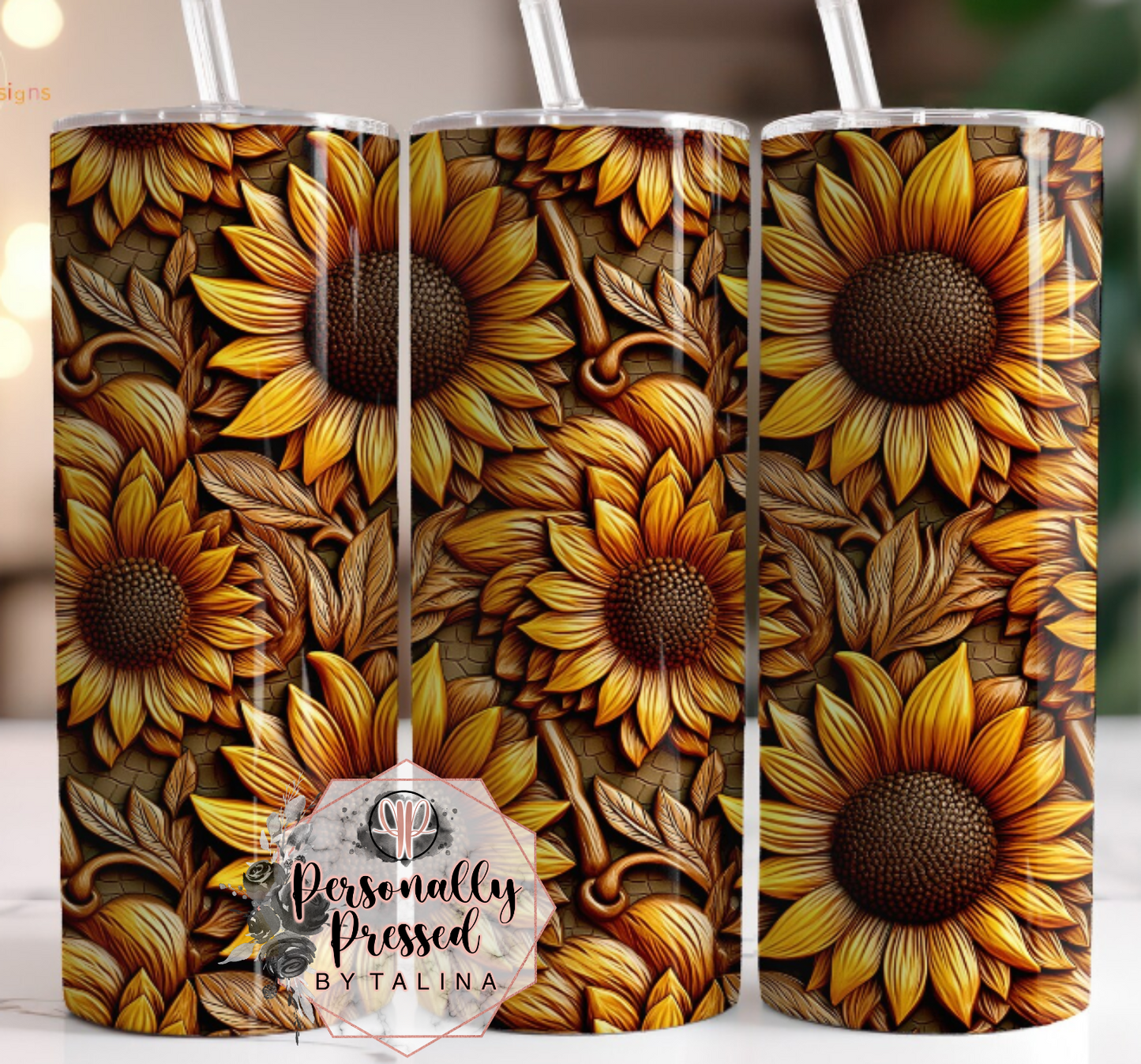 Puffy Sunflower Tumbler