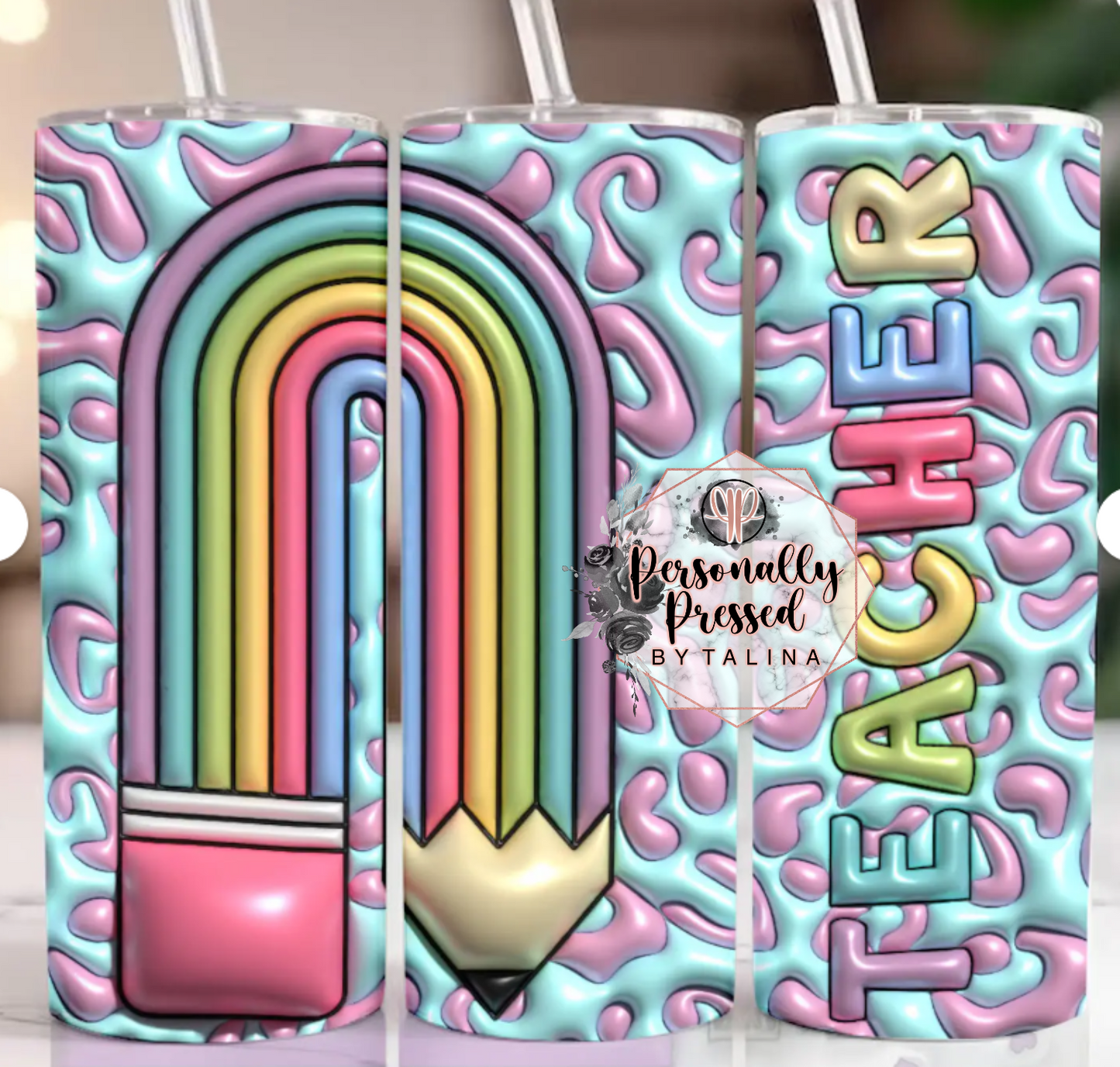 3D Rainbow Pencil Tumbler