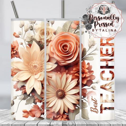 3D Flower Best Teacher Tumbler
