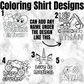 Kids Coloring Shirt COMES WITH MARKERS